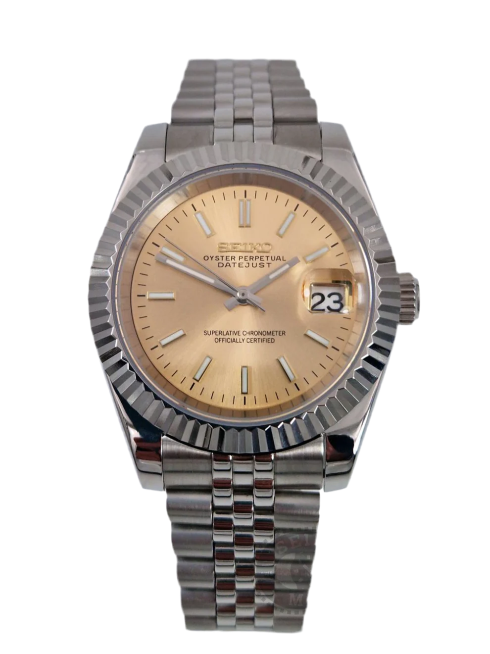Datejust mod with champagne dial and Jubilee bracelet