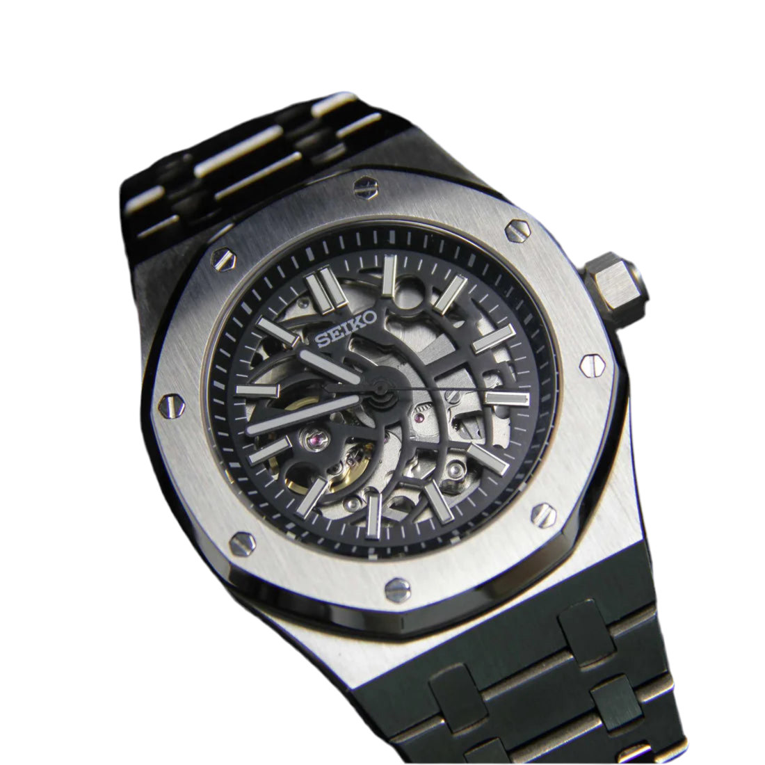 SEIKO MOD ROYAL OAK SKELETON BLACK 41MM