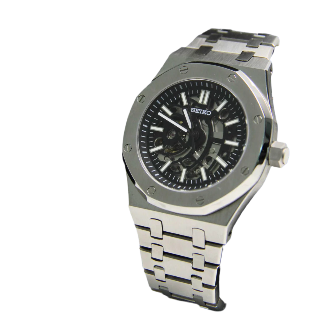 SEIKO MOD ROYAL OAK SKELETON BLACK 41MM