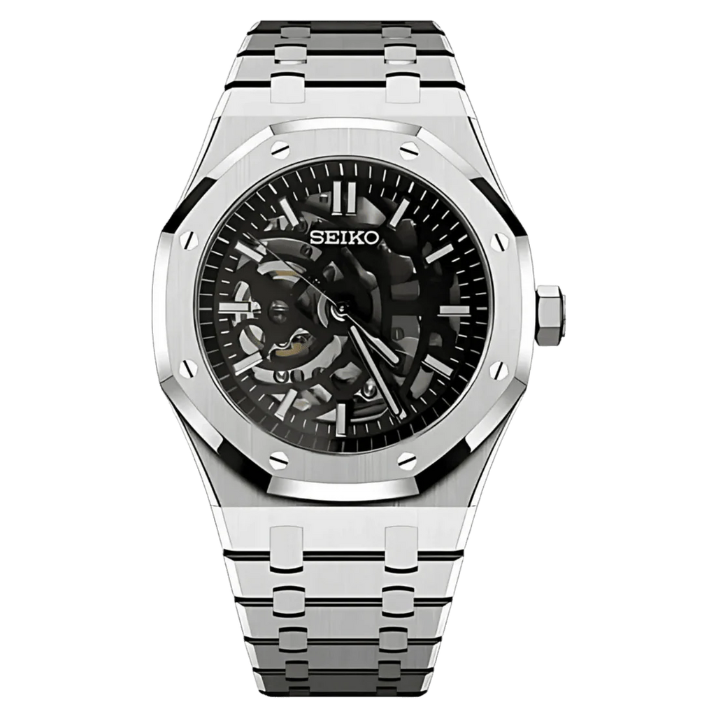SEIKO MOD ROYAL OAK SKELETON BLACK 41MM