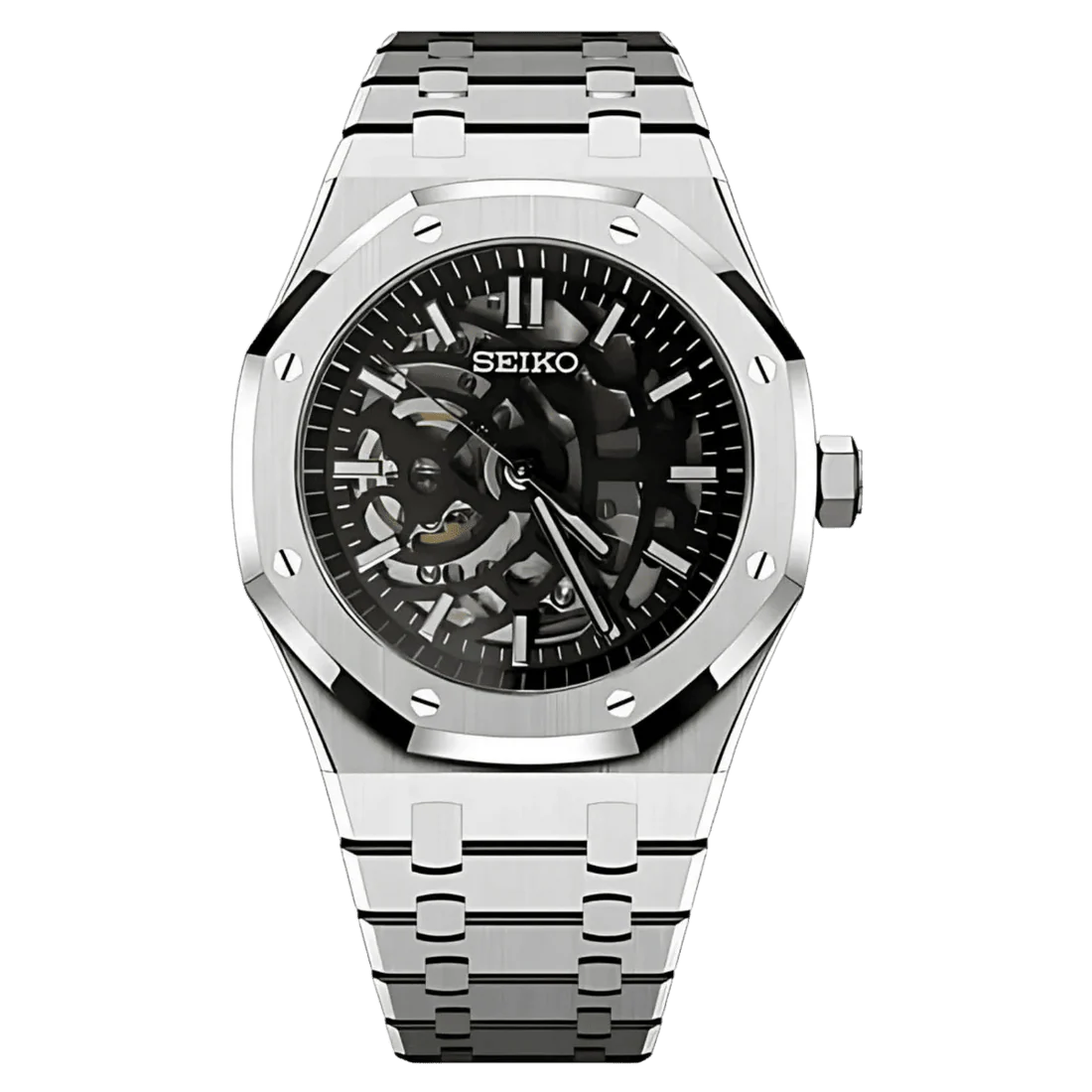 SEIKO MOD ROYAL OAK SKELETON BLACK 41MM